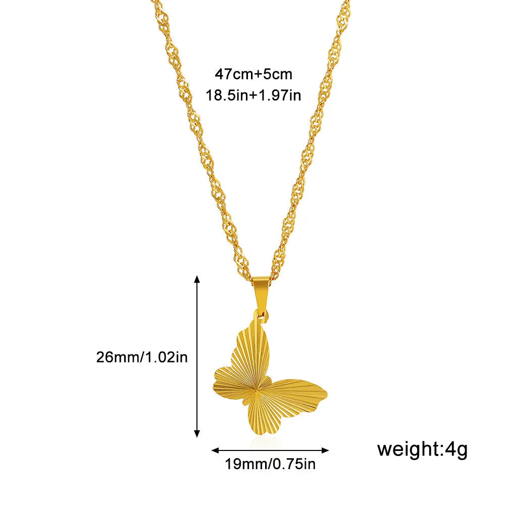 Stainless steel necklace with 18K gold electroplated finish and multiple pendant shape options