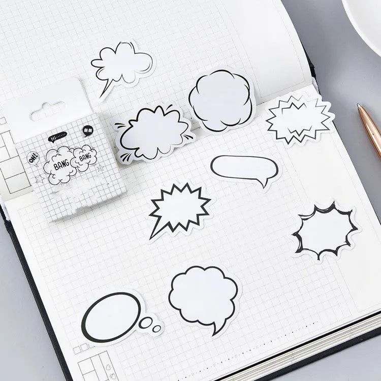 Momo Original box of 45 black and white bubble design stickers for DIY crafts