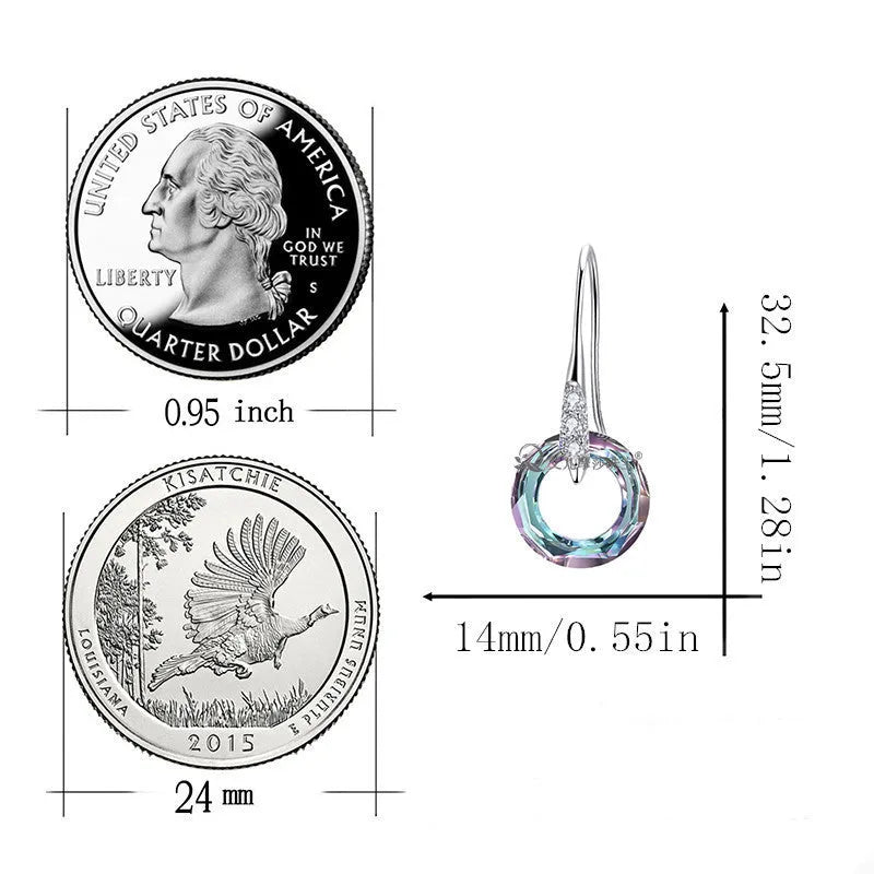 Austrian crystal S925 silver water drop earrings with diamond ear hook in purple