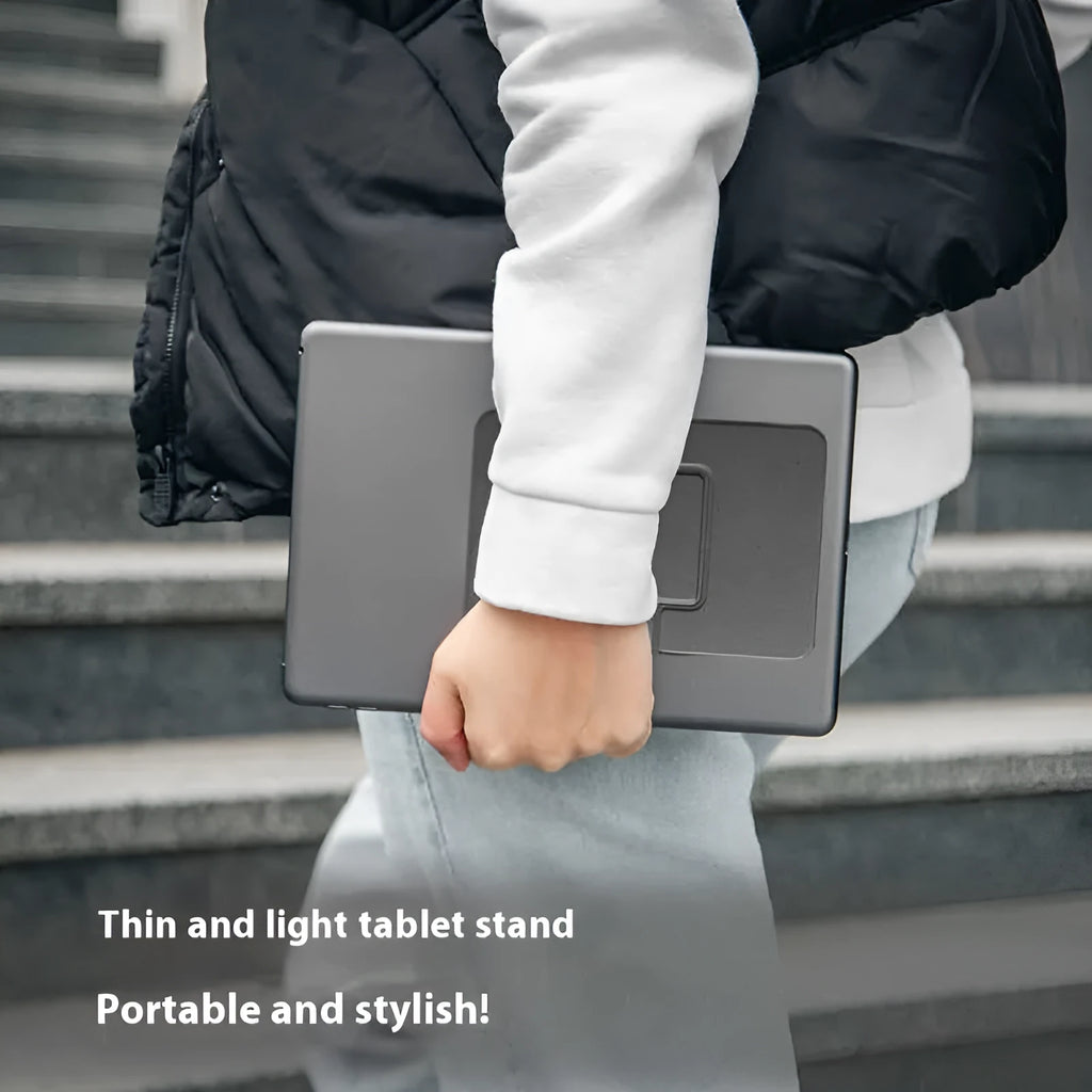 Multi angle lightweight folding magnetic flat bracket for 9.7-13 inch tablet in black with suction cup fixing
