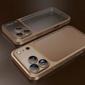 Frosted electroplating PC phone case for iPhone 17 in multiple colours showing all-inclusive design