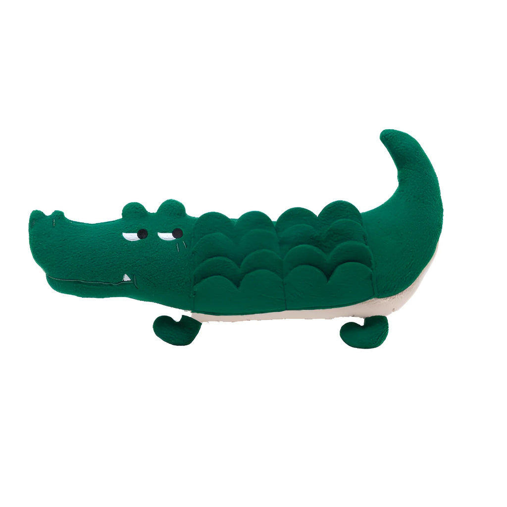 Green plush toy dog soft toy measuring 35 by 18 centimetres