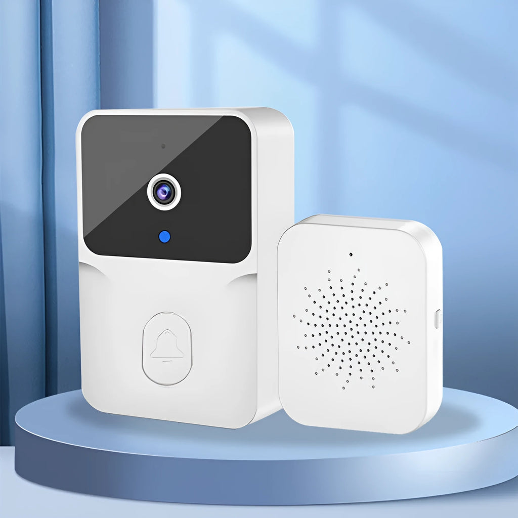 Wireless video doorbell in black or white, 85 x 54 x 24mm, with 850N night vision lamp and separate dingdong machine