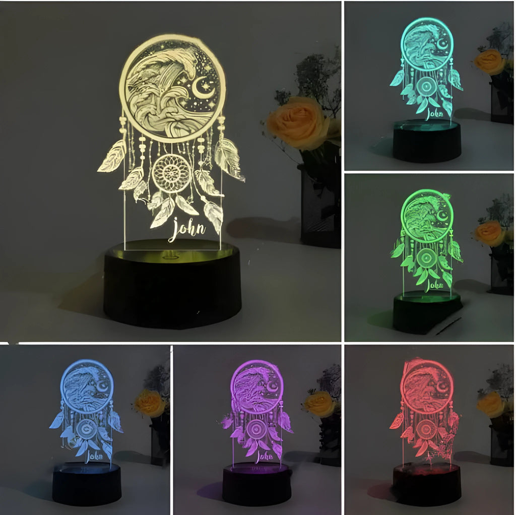 Black based acrylic dream catcher night light with colourful touch modes and remote control