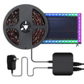 Smart waterproof LED light strip installed behind a flat-screen television for backlight ambience.