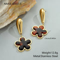 Women's tortoiseshell resin electroplated earrings in heart and flower designs with 18K stainless steel construction