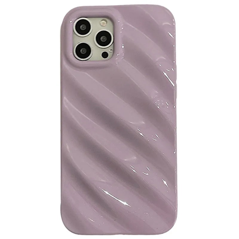Silicone iPhone case with laser-etched pleated Nordic design in silver colour