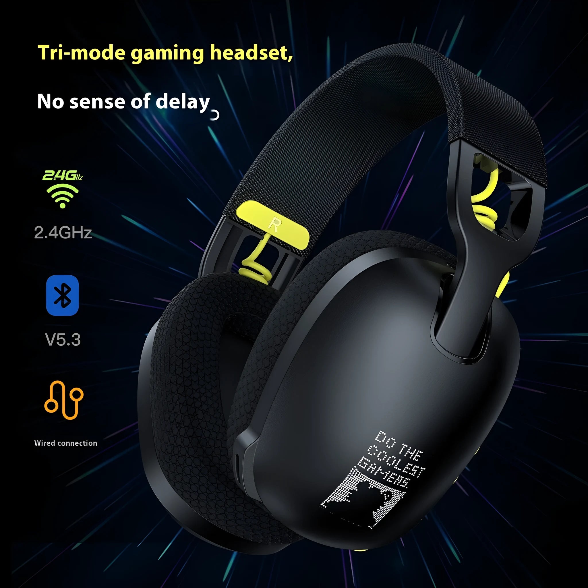 Wireless gaming headphones with over-ear design in black and white colour options