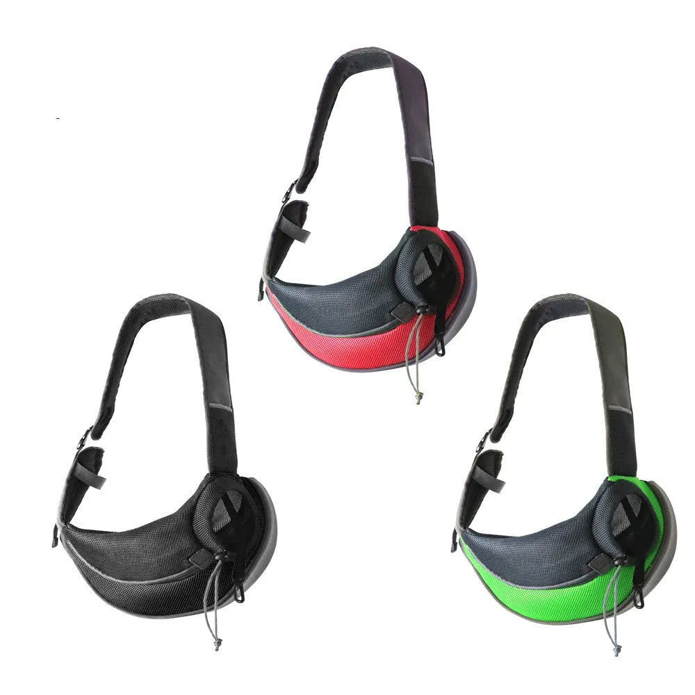 Breathable mesh pet backpack for cats and dogs, small and large sizes, red green black