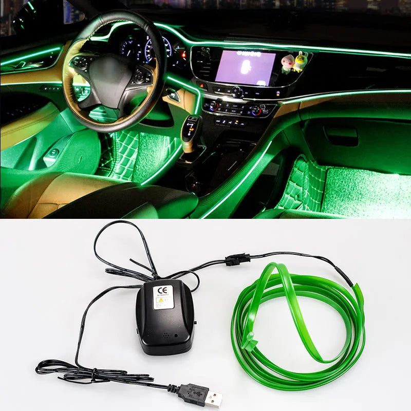 USB voice-activated EL ambient light in multiple colours for car dashboard