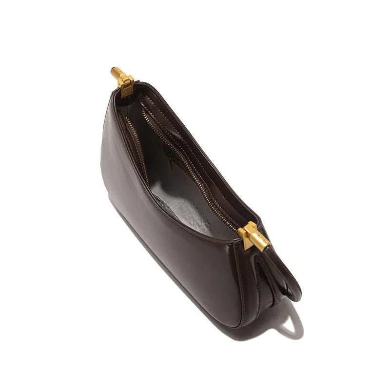 Women's retro oval underarm bag in PU leather with single shoulder strap