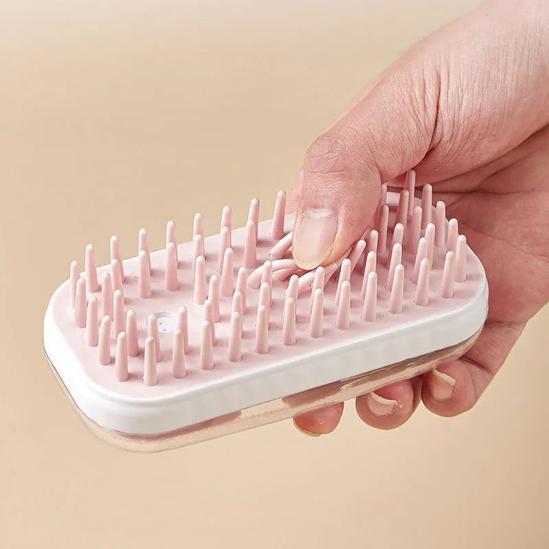Silicone pet bath brush with flexible bristles for washing cats and dogs in bath