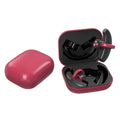 Black bone conduction Bluetooth headphones with charging compartment, external not in-ear open ear design