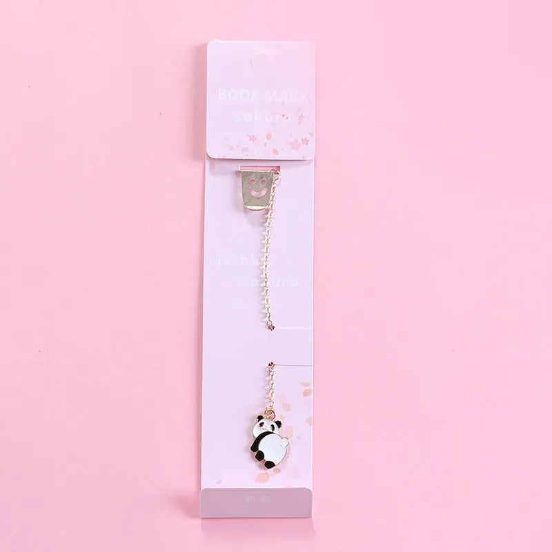 Alloy metal bookmark with cartoon pendant charm in various character designs