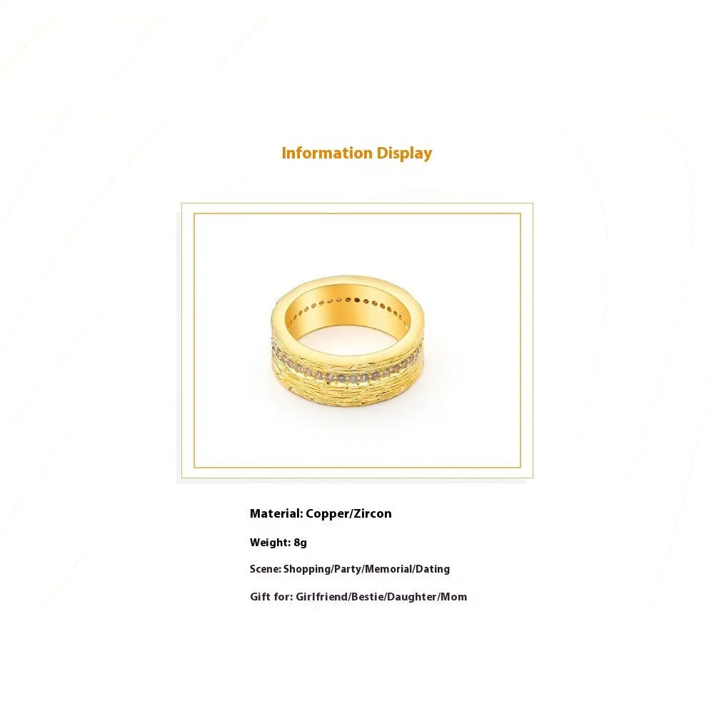 Gold electroplated geometric zircon ring for women in UK sizes 6, 7, 8