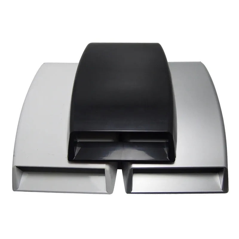 Black, silver, and white ABS plastic car decoration simulation air vent with dimensions shown.
