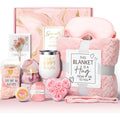 Aromatherapy gift set with candle, soap and bath products in modern plastic packaging