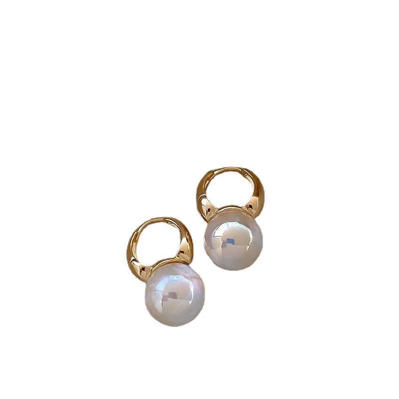 14K gold plated copper mermaid pearl clip-on earrings white U-shape for women