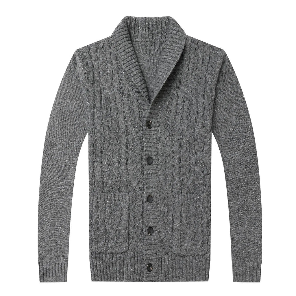 Men's Korean style jacquard pattern cardigan jacket in chemical fibre blend fabric