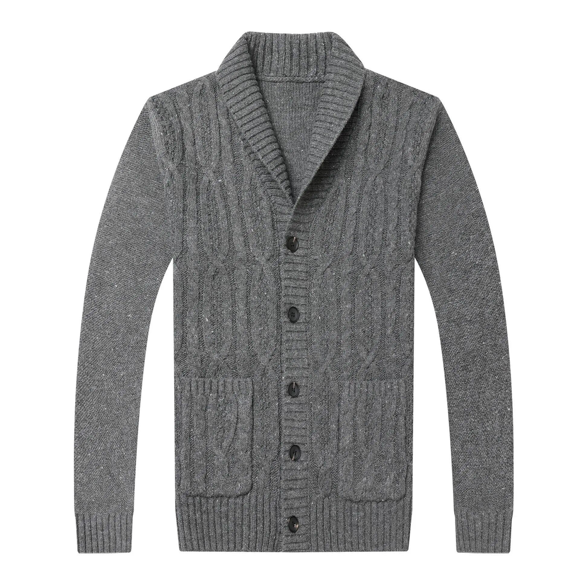 Men's Korean style jacquard pattern cardigan jacket in chemical fibre blend fabric