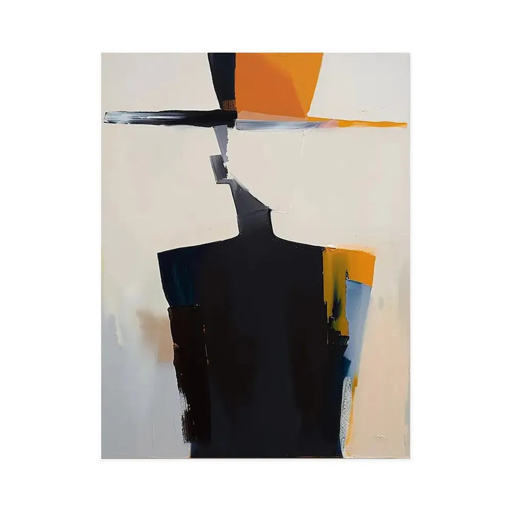 Hand-painted abstract canvas painting of a man with a hat, vertical oil painting for living room or bedroom wall art