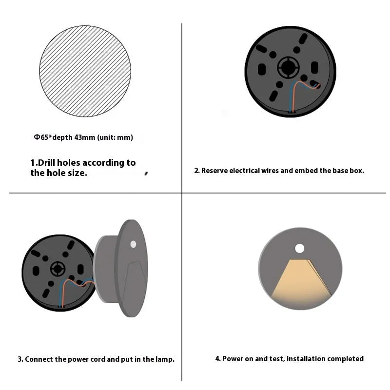 3W LED step light for indoor outdoor use, aluminium IP65 waterproof, 82mm diameter, available in black grey or white