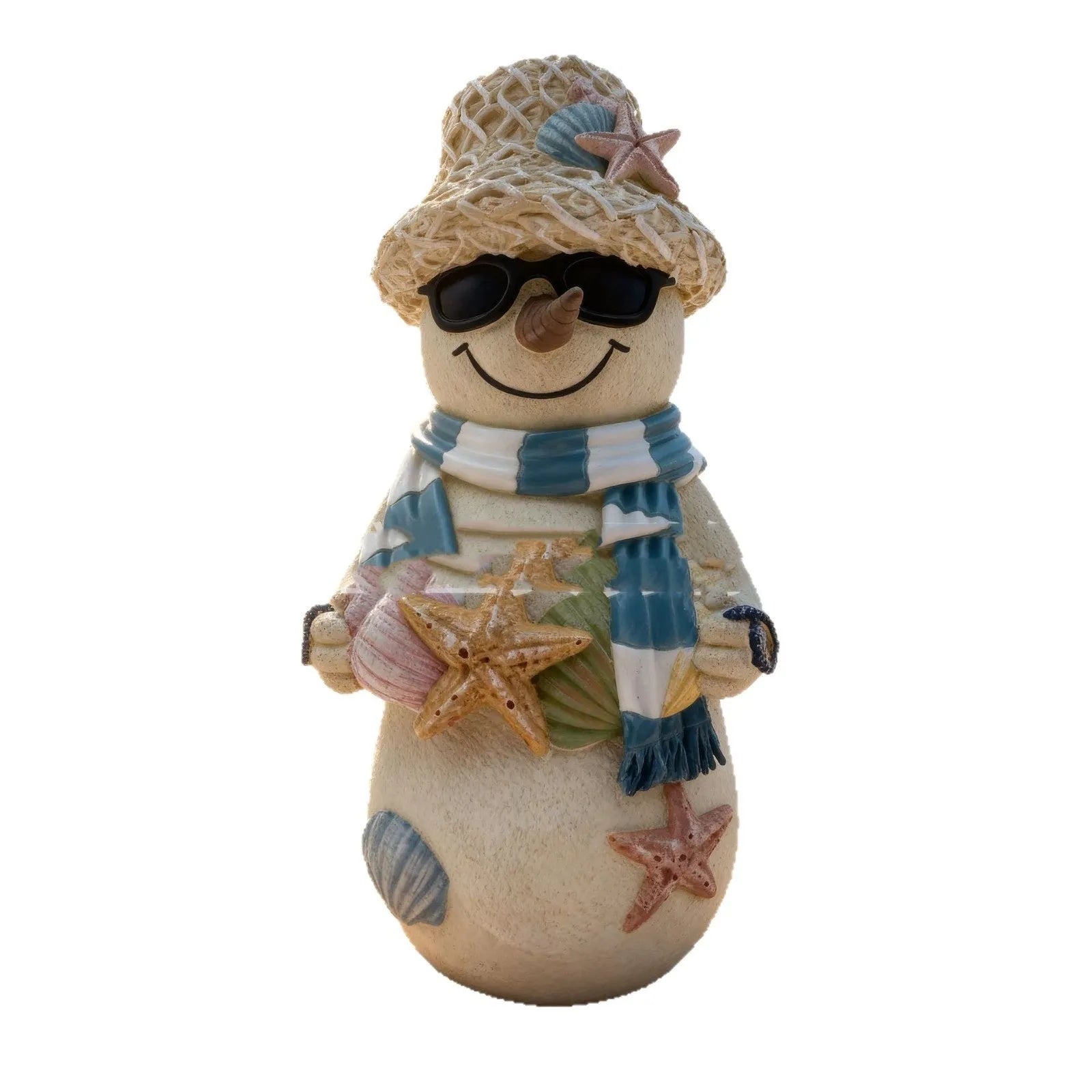 Resin beach snowman decoration in Hailang Beach style, 18x6x7cm, on a tabletop