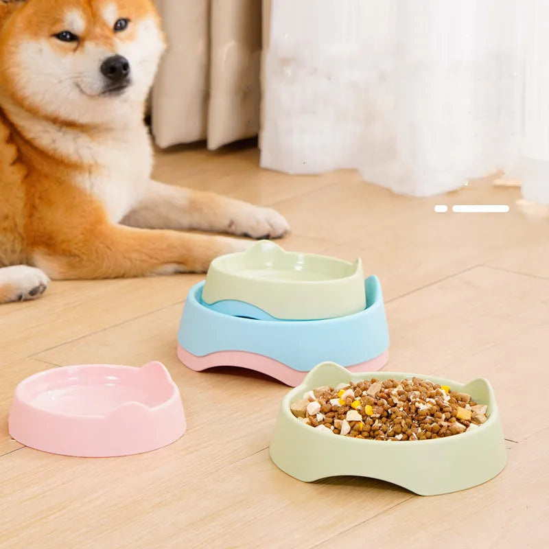 Blue ceramic dog slow feeder bowl with puzzle maze design for small or large breed dogs.