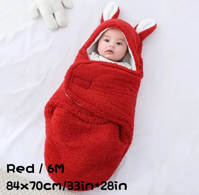 Adjustable baby sleeping bag swaddle blanket in fleece with velcro closure