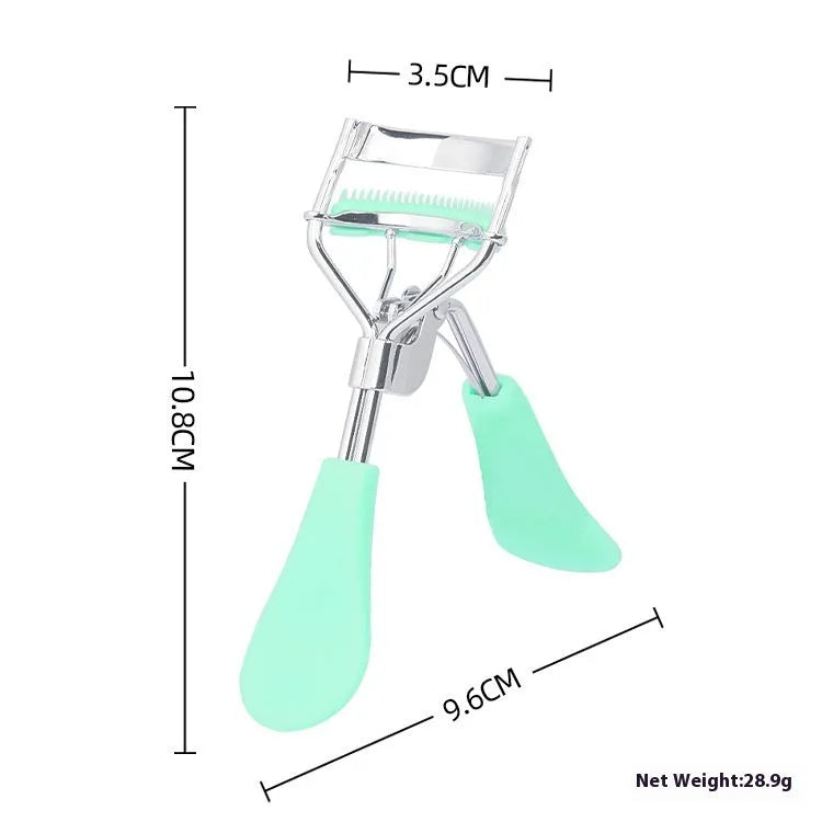 Manual A4 eyelash curler with comb in carbon steel and ABS plastic, shown in a selection of colours.