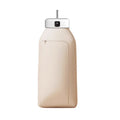White cylindrical portable clothes dryer with remote control folded for storage