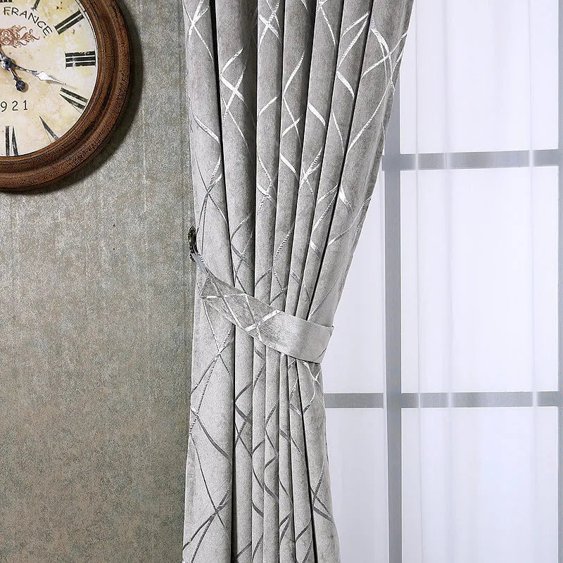 Solid colour chenille blackout curtain in modern minimalist style for living room or bedroom