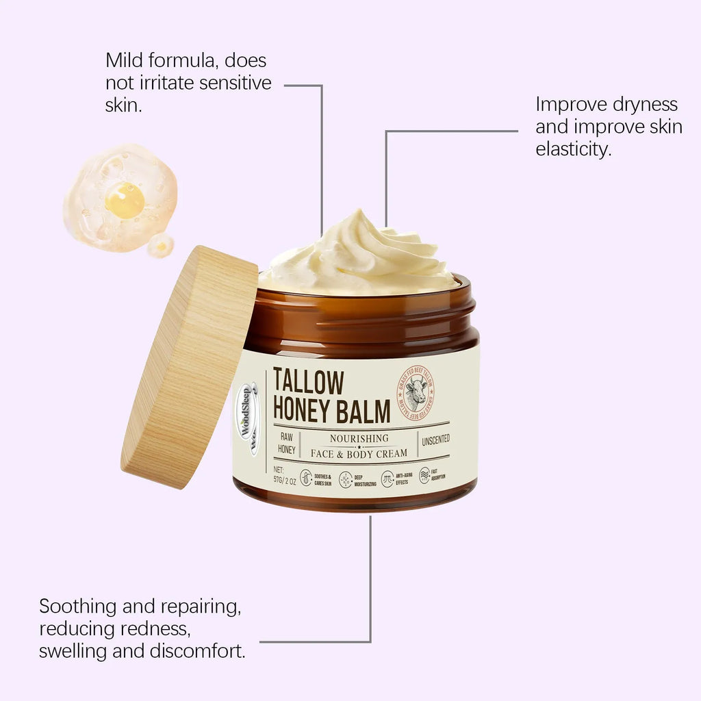 57g tallow honey skin repair moisturising cream container for dry skin relief and elasticity restoration