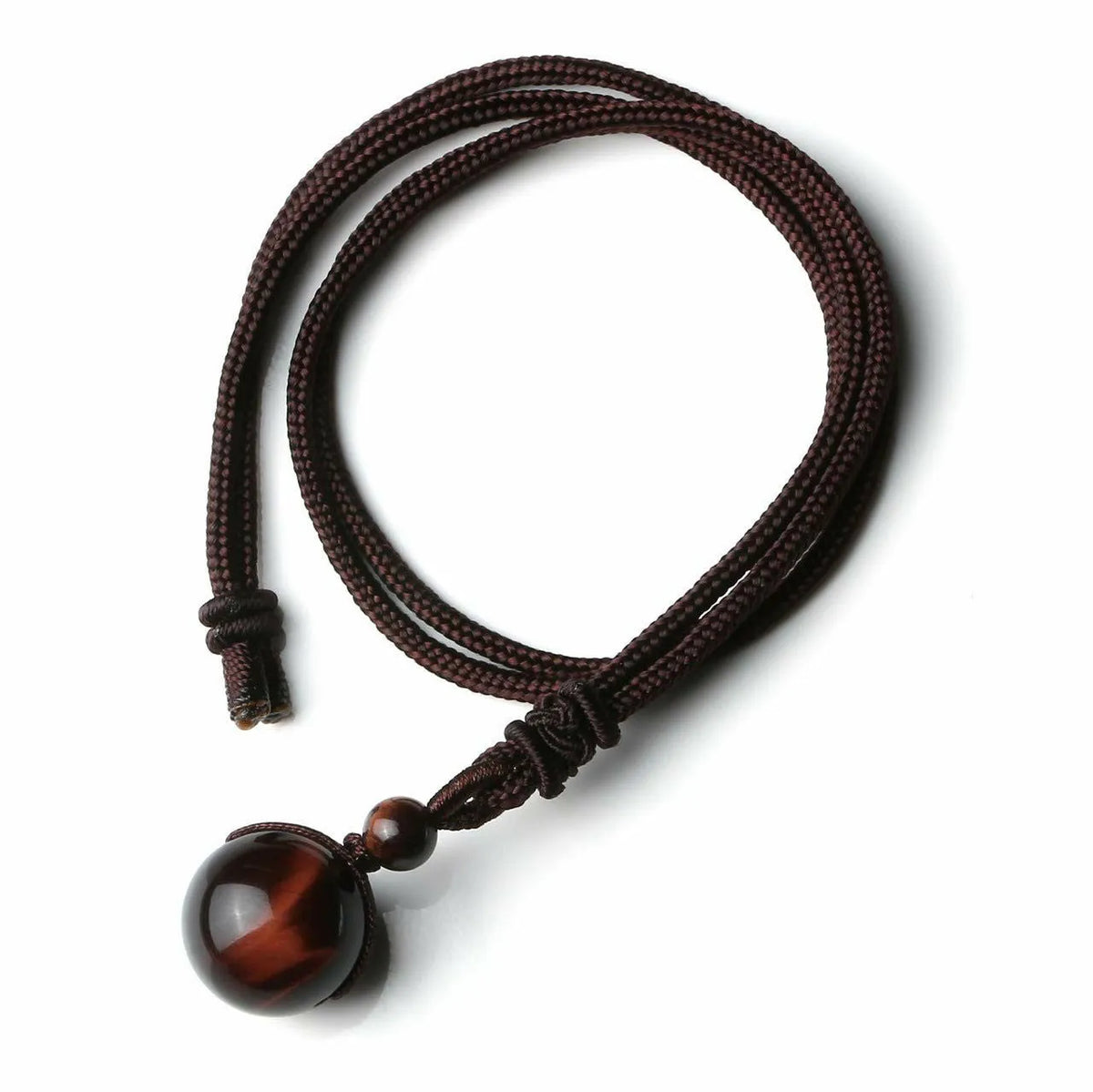 16mm natural obsidian pendant necklace with amethyst on adjustable cord, multicolor finish