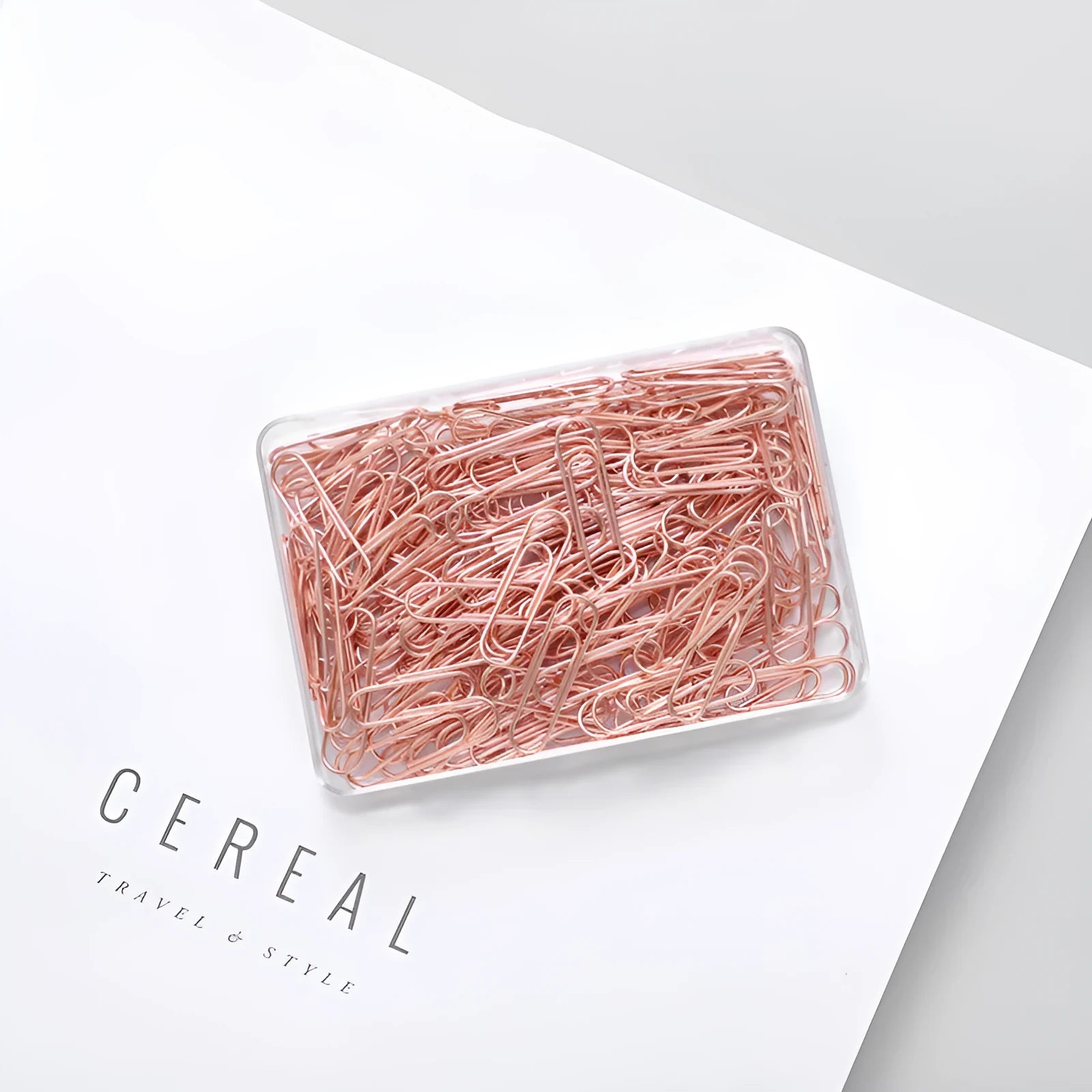 Rose gold heart-shaped paper clips with steel core construction, 28mm size