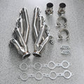Modified silver 304 stainless steel exhaust manifold for Chevrolet LS engines