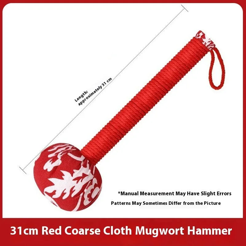 Argy wormwood hand-held massage hammer in green, shown alongside pink, purple, red and yellow colour options.