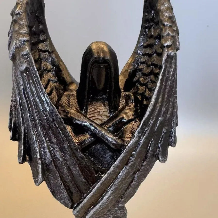 Dark Angel Statue resin ornament measuring 6.5 by 5 by 17 centimetres.