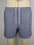 Polyester fibre striped beach shorts with straight leg openings and triangle lining in multiple colours