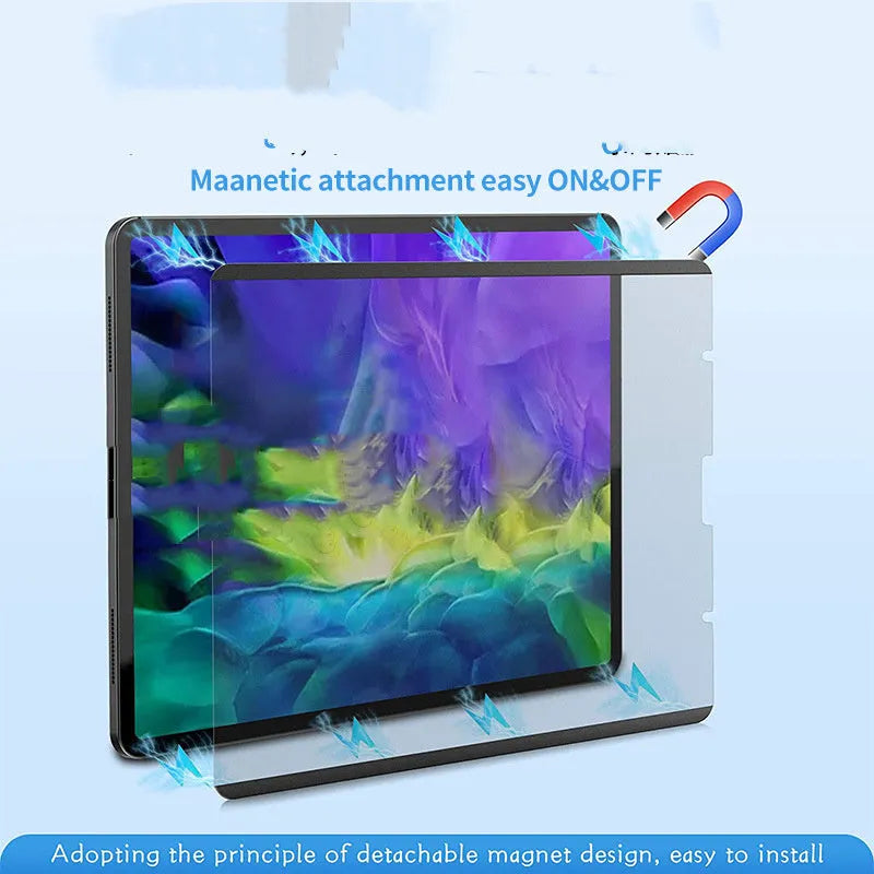 Flat frosted magnetic PET film for iPad screen – matte anti-glare handwriting surface
