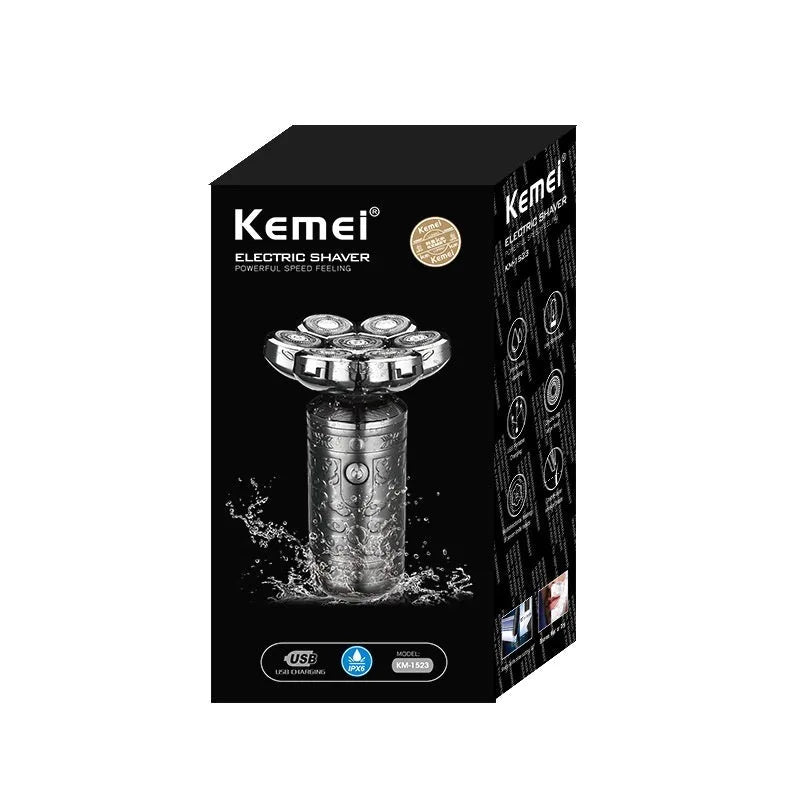 Silver Black zinc alloy electric shaver with floating cutter head and USB cable