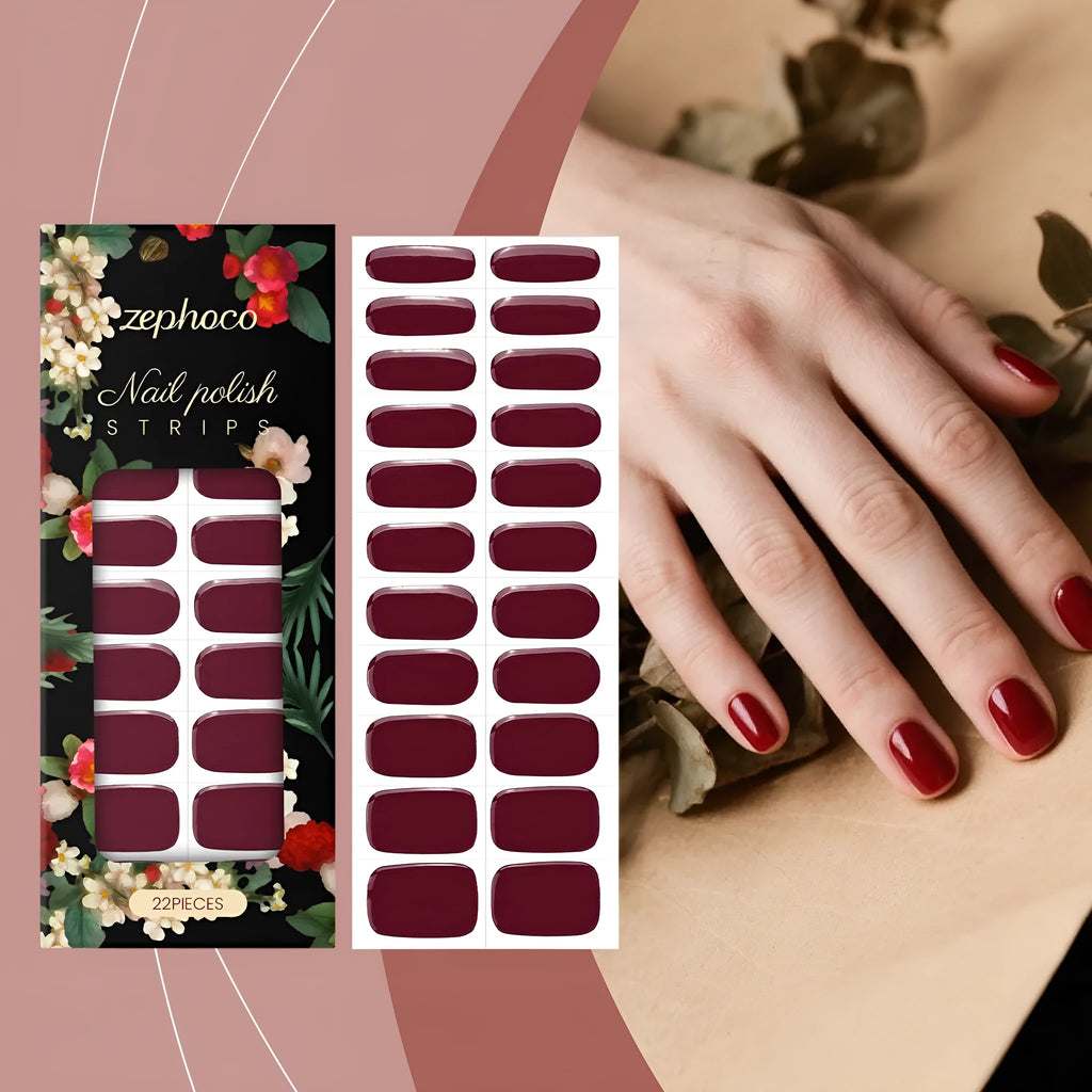 22-piece red waterproof nail stickers with polyurethane-based design for DIY nail art