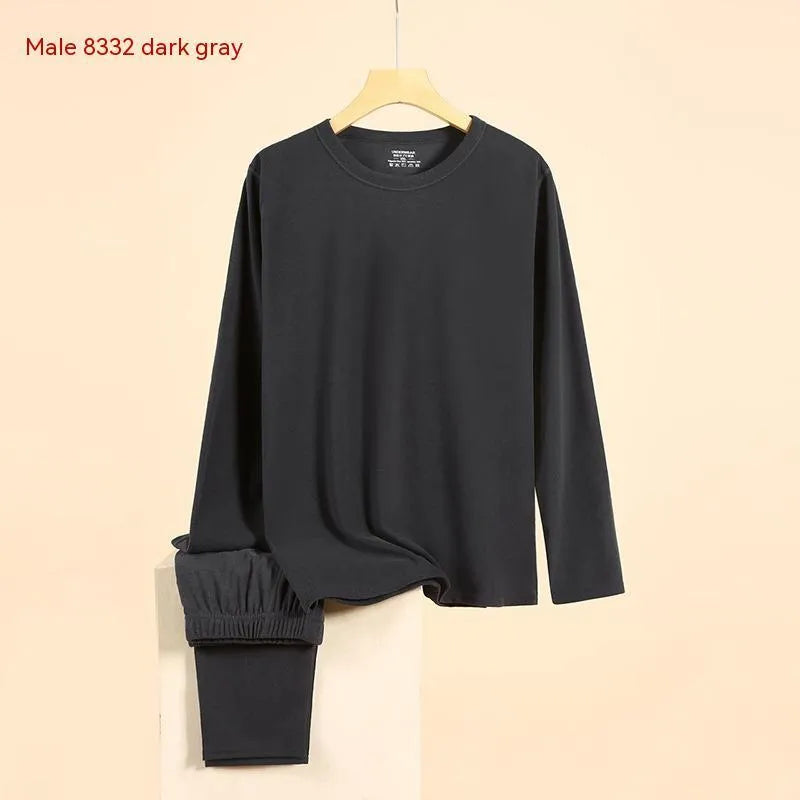 Self-heating Dralon thermal underwear set for men and women with long sleeve top and pants in carbon black