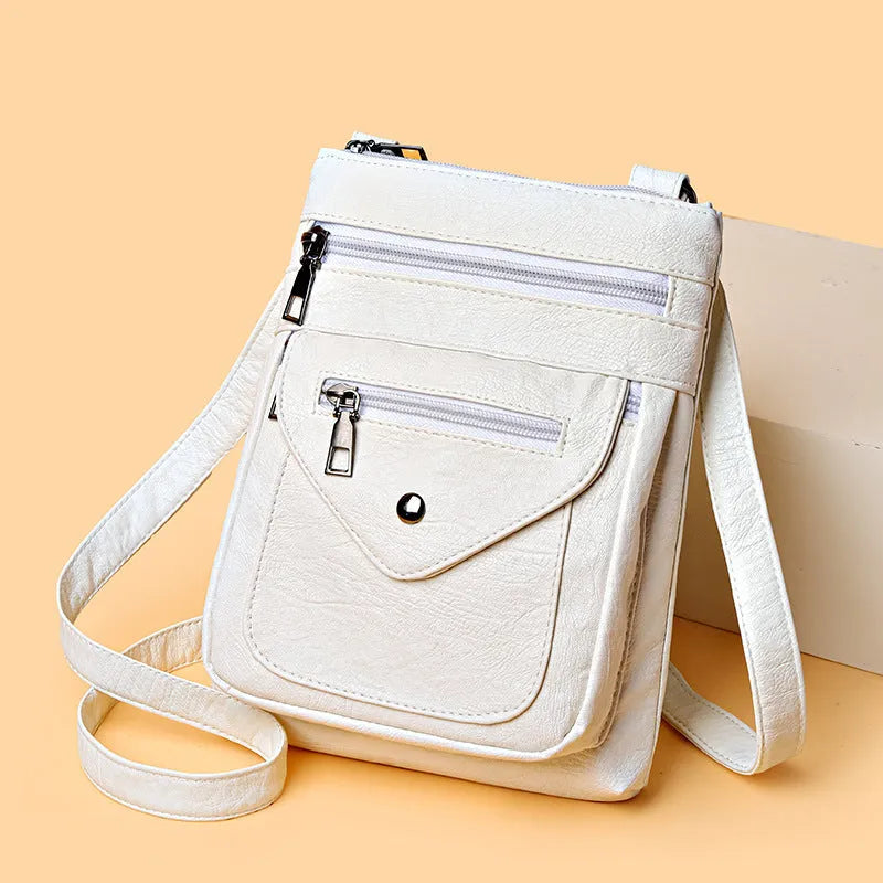 Vertical square crossbody phone bag in PU with sewing line detail