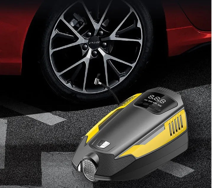 Portable 12V digital display car air pump with ABS and metal body, 120W, 45L/min air volume for car and motorcycle tyre inflation