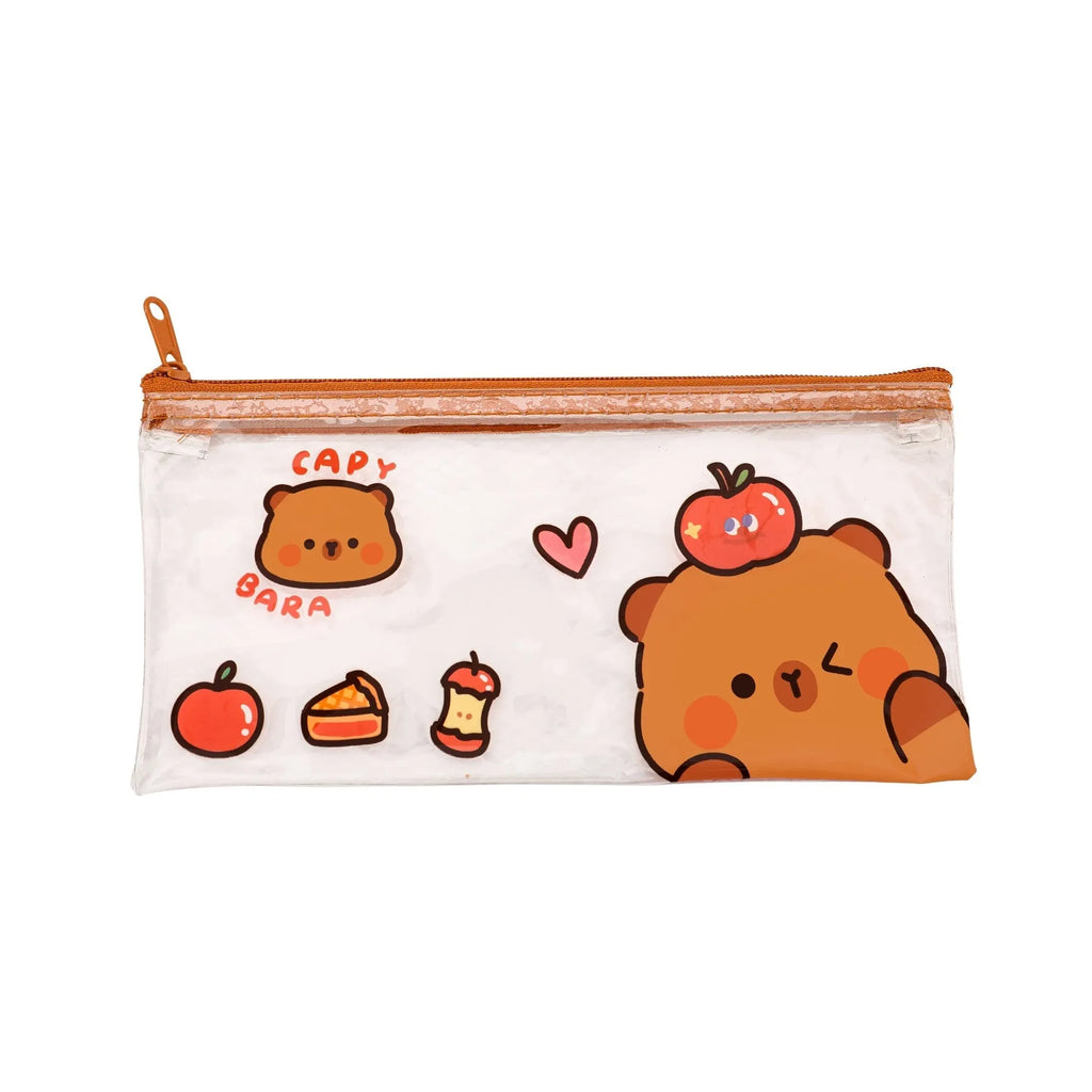 Transparent PVC mesh pencil case, 20 x 10.3 cm, random mixed colour, for student stationery