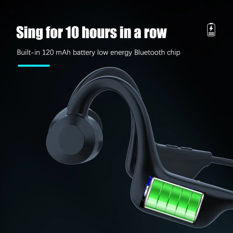 Black VG02 wireless sports headset with ear-mounted design and Bluetooth connectivity