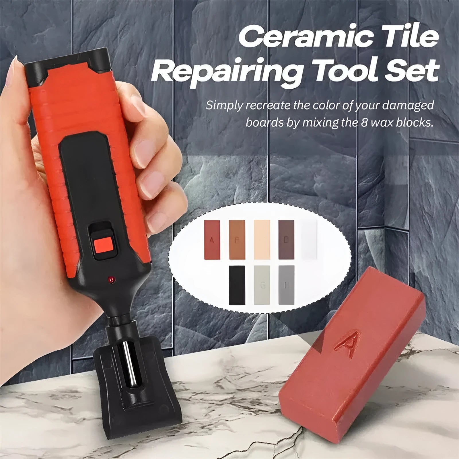 Floor repair tool set for DIY tile and furniture surface maintenance measuring 19cm