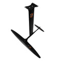 Black carbon fibre surfing hydrofoil with 1051mm front wing for racing applications