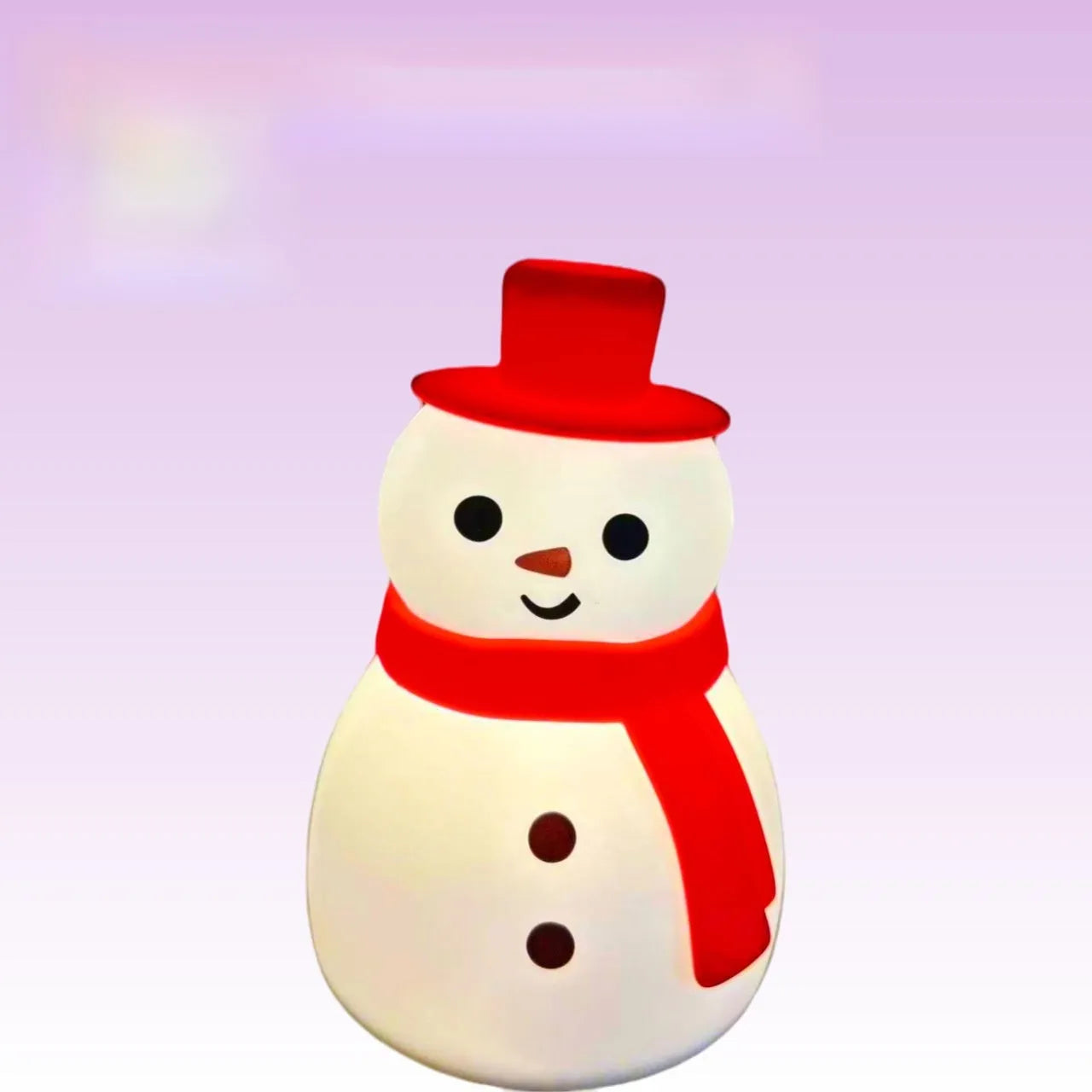 Christmas snowman silicone racket small night lamp with warm light on a shelf, 84x120 mm